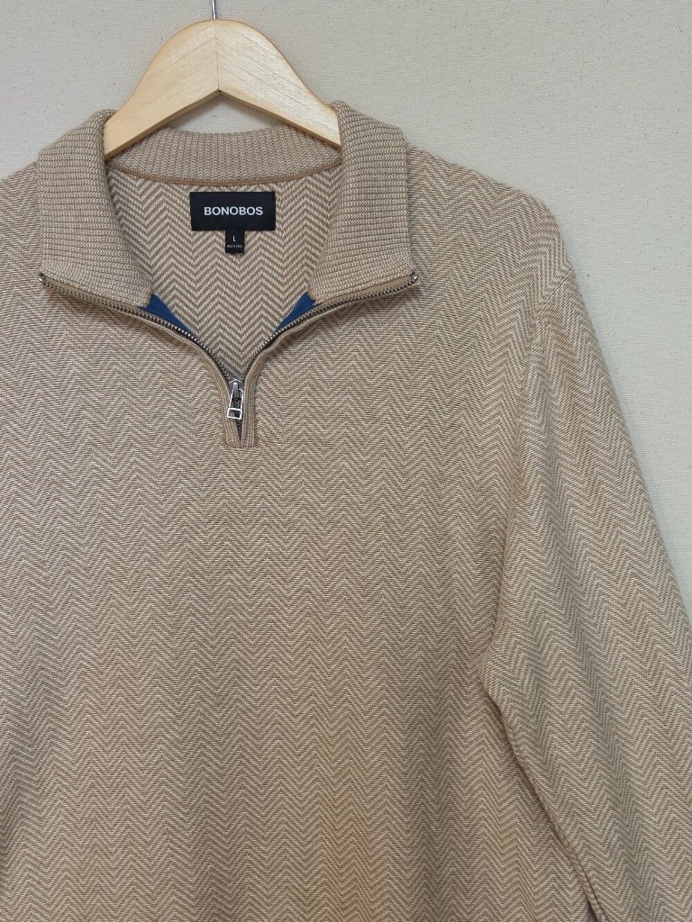 Bonobos Herringbone Cashmere Blend Quarterzip L
